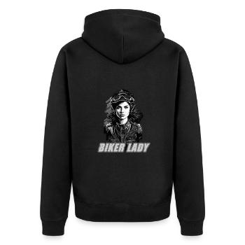 Motorradfahrerin Motorrad Frau - Unisex Premium Bio Zip Hoodie - Schwarz - Hinten - Nico (187cm)