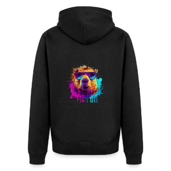 Capybara Capibara Capy Wasserschwein Nagetier - Unisex Premium Bio Zip Hoodie - Schwarz - Hinten - Nico (187cm)
