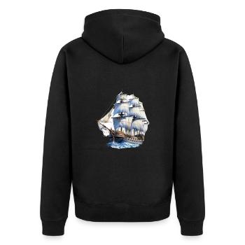 Segeln Segelschiff Segelboot für einen Segler, - Unisex Premium Bio Zip Hoodie - Schwarz - Hinten - Nico (187cm)