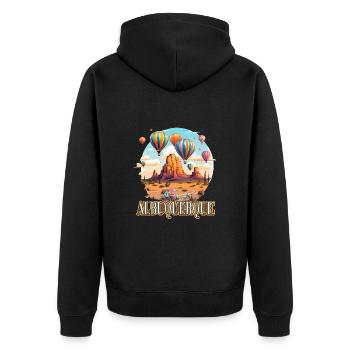 Albuquerque Ballon New Mexico Heißluftballon - Unisex Premium Bio Zip Hoodie - Schwarz - Hinten - Nico (187cm)