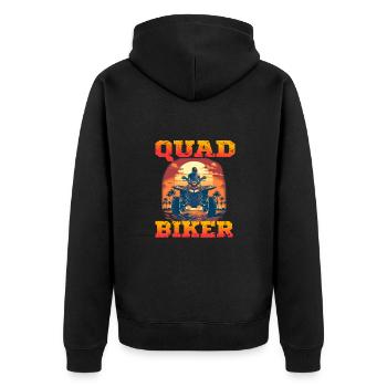 Quad Biker für einen Quadbiker Quad Fahrer - Unisex Premium Bio Zip Hoodie - Schwarz - Hinten - Nico (187cm)