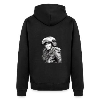 Motorradfahrerin Motorrad für eine - Unisex Premium Bio Zip Hoodie - Schwarz - Hinten - Nico (187cm)