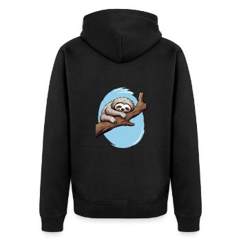 Lustiges Faultier für Kinder für Kinder - Unisex Premium Bio Zip Hoodie - Schwarz - Hinten - Nico (187cm)