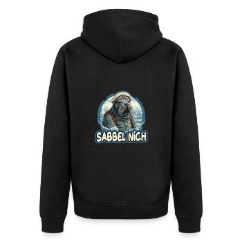 Sabbel Nich Walross Matrose - Unisex Premium Bio Zip Hoodie - Schwarz - Hinten - Nico (187cm)