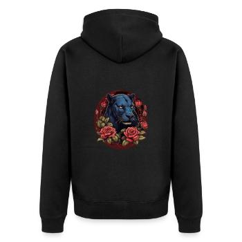 Schwarzer Panther Großkatze - Unisex Premium Bio Zip Hoodie - Schwarz - Hinten - Nico (187cm)