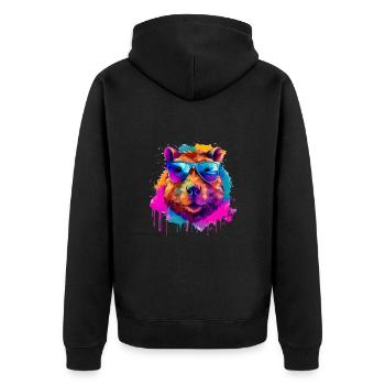 Capybara Capibara Capy Wasserschwein Nagetier - Unisex Premium Bio Zip Hoodie - Schwarz - Hinten - Nico (187cm)