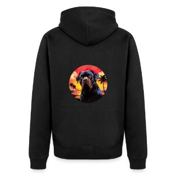 Cane Corso Sonnenuntergang für einen Cane Corso - Unisex Premium Bio Zip Hoodie - Schwarz - Hinten - Nico (187cm)