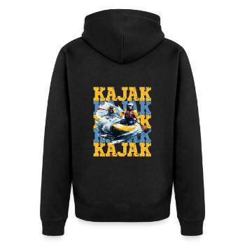 Kajak - Unisex Premium Bio Zip Hoodie - Schwarz - Hinten - Nico (187cm)