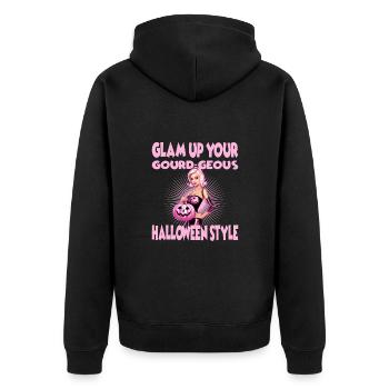 Glam Up Your Gourd-Geous Halloween Style für - Unisex Premium Bio Zip Hoodie - Schwarz - Hinten - Nico (187cm)
