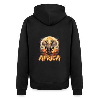 Elefant Afrika Safari - Unisex Premium Bio Zip Hoodie - Schwarz - Hinten - Nico (187cm)
