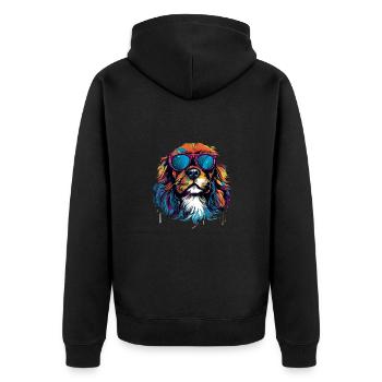Cavalier King Charles Spaniel Hund Hunderasse - Unisex Premium Bio Zip Hoodie - Schwarz - Hinten - Nico (187cm)