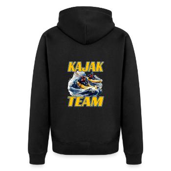 Kajak Team - Unisex Premium Bio Zip Hoodie - Schwarz - Hinten - Nico (187cm)