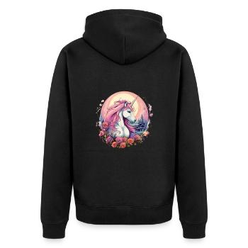 Love Unicorns Valentines Day Love - Unisex Premium Bio Zip Hoodie - Schwarz - Hinten - Nico (187cm)