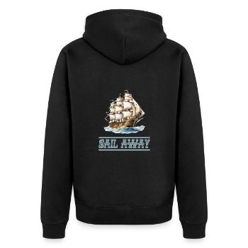 Papierschiff Papierboot Papierschiffchen - Unisex Premium Bio Zip Hoodie - Schwarz - Hinten - Nico (187cm)