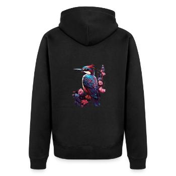 Niedlicher Specht Buntspecht Vogel Illustration - Unisex Premium Bio Zip Hoodie - Schwarz - Hinten - Nico (187cm)