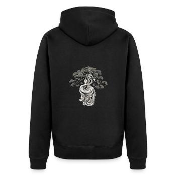 Bonsai Baum Bonsaischale Japanischer Baum - Unisex Premium Bio Zip Hoodie - Schwarz - Hinten - Nico (187cm)