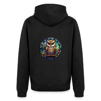 Streetart Eule für eine Street Art Fans Künstler - Unisex Premium Bio Zip Hoodie - Schwarz - Hinten - Nico (187cm)