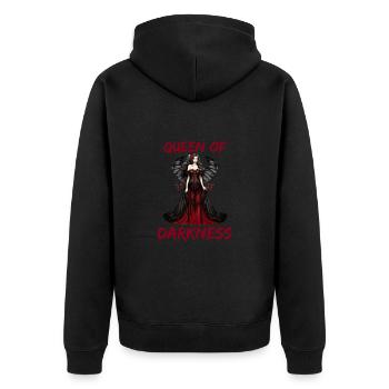 Queen of Darkness für Gothik Fans - Unisex Premium Bio Zip Hoodie - Schwarz - Hinten - Nico (187cm)