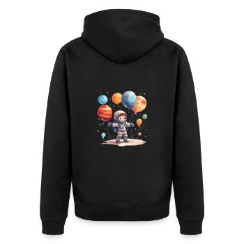 Niedlicher Kinder Astronaut für Kinder - Unisex Premium Bio Zip Hoodie - Schwarz - Hinten - Nico (187cm)