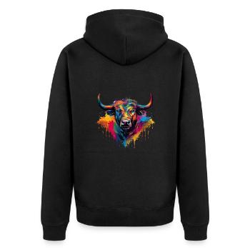 Bulle und Stier Kunstliebhaber Stierkampf für - Unisex Premium Bio Zip Hoodie - Schwarz - Hinten - Nico (187cm)