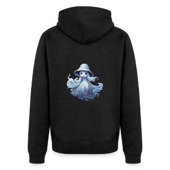 Niedlicher Freundlicher Geist für Kinder für - Unisex Premium Bio Zip Hoodie - Schwarz - Hinten - Nico (187cm)