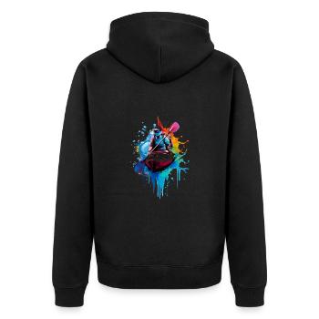 Kajak - Unisex Premium Bio Zip Hoodie - Schwarz - Hinten - Nico (187cm)