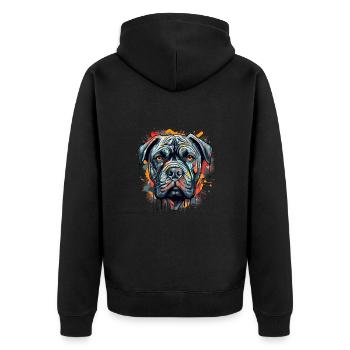 Majestätische Cane Corso Porträts Kunst - Unisex Premium Bio Zip Hoodie - Schwarz - Hinten - Nico (187cm)