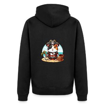 Pirate Guinea Pig Treasure Island Adventurer - Unisex Premium Bio Zip Hoodie - Schwarz - Hinten - Nico (187cm)