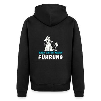Bald Unter Neuer Führung Braut und Bräutigam - Unisex Premium Bio Zip Hoodie - Schwarz - Hinten - Nico (187cm)
