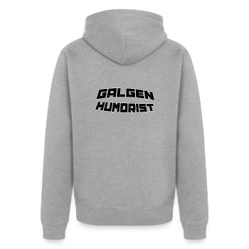 Galgenhumorist - Unisex Premium Bio Zip Hoodie - Grau meliert - Hinten - Nico (187cm)
