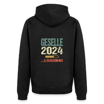 Geselle 2024 Loading Abschluss Prüfung Bestanden - Unisex Premium Bio Zip Hoodie - Schwarz - Hinten - Nico (187cm)