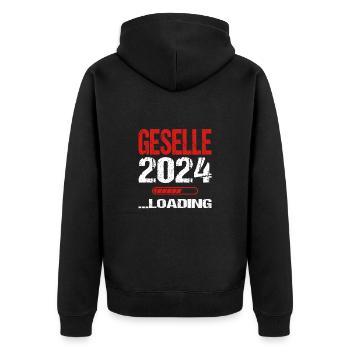 Geselle 2024 Loading Abschluss Bestanden - Unisex Premium Bio Zip Hoodie - Schwarz - Hinten - Nico (187cm)