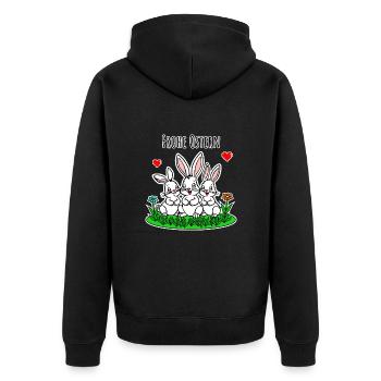 Frohe Ostern mit der Oster Hasen Familie - Unisex Premium Bio Zip Hoodie - Schwarz - Hinten - Nico (187cm)