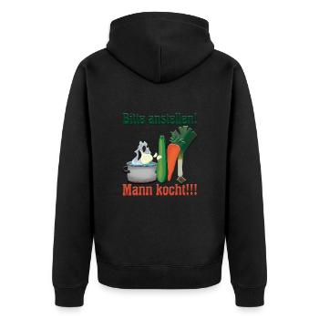Kochtopf Gemüse - Unisex Premium Bio Zip Hoodie - Schwarz - Hinten - Nico (187cm)