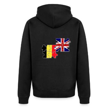 Belgique Grande-Bretagne Drapeau Belge Britannique - Veste à capuche bio Premium Unisexe - noir - Dos - Nico (187cm)