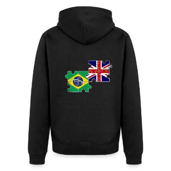 Brasilien Großbritannien Flagge Brasilianer Brite - Unisex Premium Bio Zip Hoodie - Schwarz - Hinten - Nico (187cm)