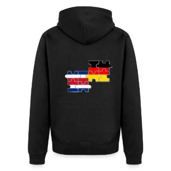 Costa Rica Deutschland Flagge - Unisex Premium Bio Zip Hoodie - Schwarz - Hinten - Nico (187cm)