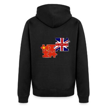 China Großbritannien Flagge Chinese Brite - Unisex Premium Bio Zip Hoodie - Schwarz - Hinten - Nico (187cm)