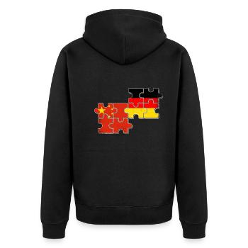 China Deutschland Flagge Chinese Deutscher - Unisex Premium Bio Zip Hoodie - Schwarz - Hinten - Nico (187cm)