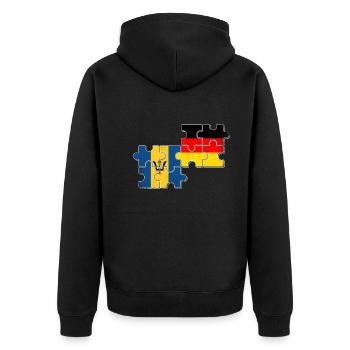 Barbados Deutschland Flagge - Unisex Premium Bio Zip Hoodie - Schwarz - Hinten - Nico (187cm)