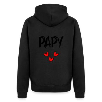 OPA. VATERTAG. ALLES GUTE ZUM GEBURTSTAG OPA. ICH LIEBE DICH - Unisex Premium Bio Zip Hoodie - Schwarz - Hinten - Nico (187cm)