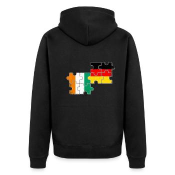 Elfenbeinküste Deutschland Herzschlag Flagge - Unisex Premium Bio Zip Hoodie - Schwarz - Hinten - Nico (187cm)