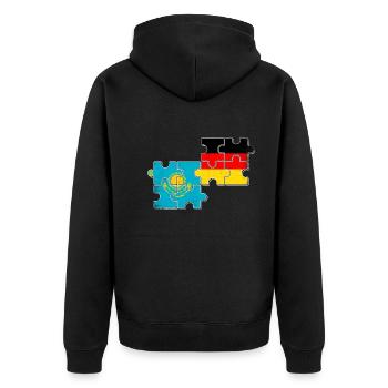 Kasachstan Deutschland Flagge - Unisex Premium Bio Zip Hoodie - Schwarz - Hinten - Nico (187cm)