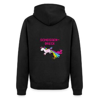 kotzendes einhorn,einhorn,scheissendreck,scheisse - Unisex Premium Bio Zip Hoodie - Schwarz - Hinten - Nico (187cm)
