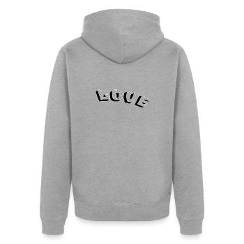 Amour - Veste à capuche bio Premium Unisexe - gris chiné - Dos - Nico (187cm)