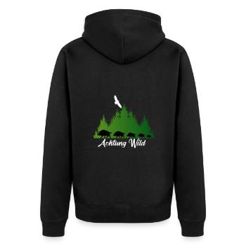 Attention game, rotting, forest, nature, eagles, wild boars - Unisex Premium Organic Zip Hoodie - black - Back - Nico (187cm)