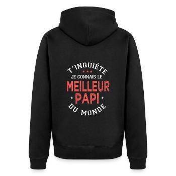 papi cadeau meilleur papi du monde grand père - Veste à capuche bio Premium Unisexe - noir - Dos - Nico (187cm)