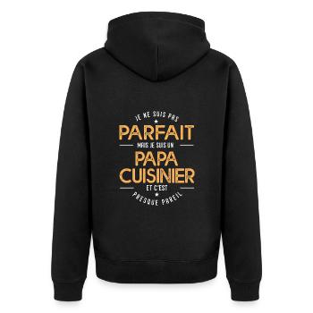 je suis un papa Cuisinier humour chef restaurant - Veste à capuche bio Premium Unisexe - noir - Dos - Nico (187cm)