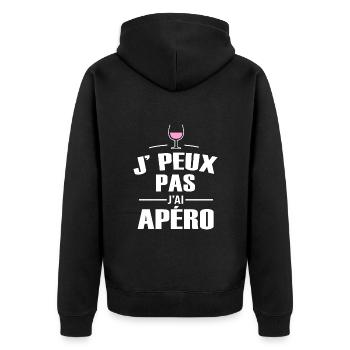 je peux pas j ai apéro pour homme femme - Veste à capuche bio Premium Unisexe - noir - Dos - Nico (187cm)