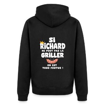 Richard roi barbecue cadeau richard fêtes - Veste à capuche bio Premium Unisexe - noir - Dos - Nico (187cm)
